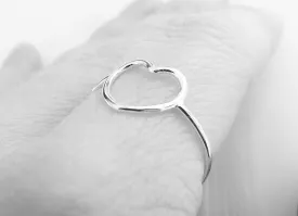 Simple Slim Silver Heart Ring, Heart Ring, Simple Heart, Slim Ring, Heart Jewelry, Heart, Open Heart Ring, Little Heart Ring, Love Ring,Gift