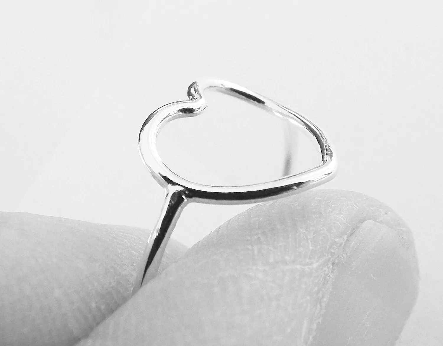 Simple Slim Silver Heart Ring, Heart Ring, Simple Heart, Slim Ring, Heart Jewelry, Heart, Open Heart Ring, Little Heart Ring, Love Ring,Gift