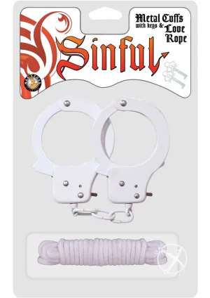 Sinful Metal Cuffs with Keys and Love Rope