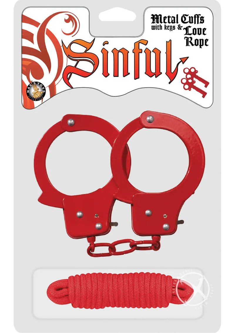 Sinful Metal Cuffs with Keys and Love Rope