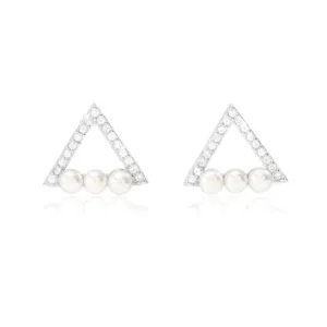 Stella triple pearl triangular style stud earrings