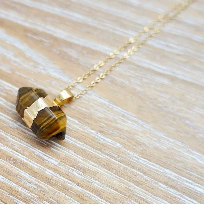 Yellow Tiger Eye Pendant Necklace