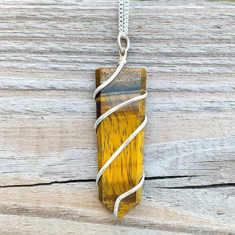 Yellow Tiger Eye Pendant Necklace