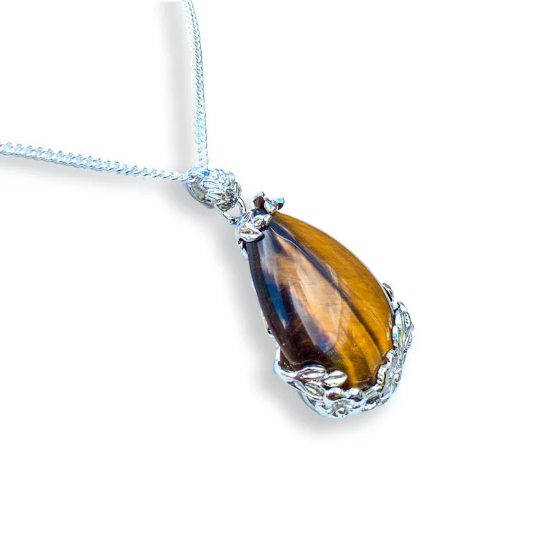 Yellow Tiger Eye Pendant Necklace