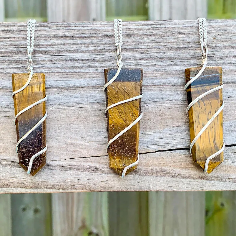 Yellow Tiger Eye Pendant Necklace